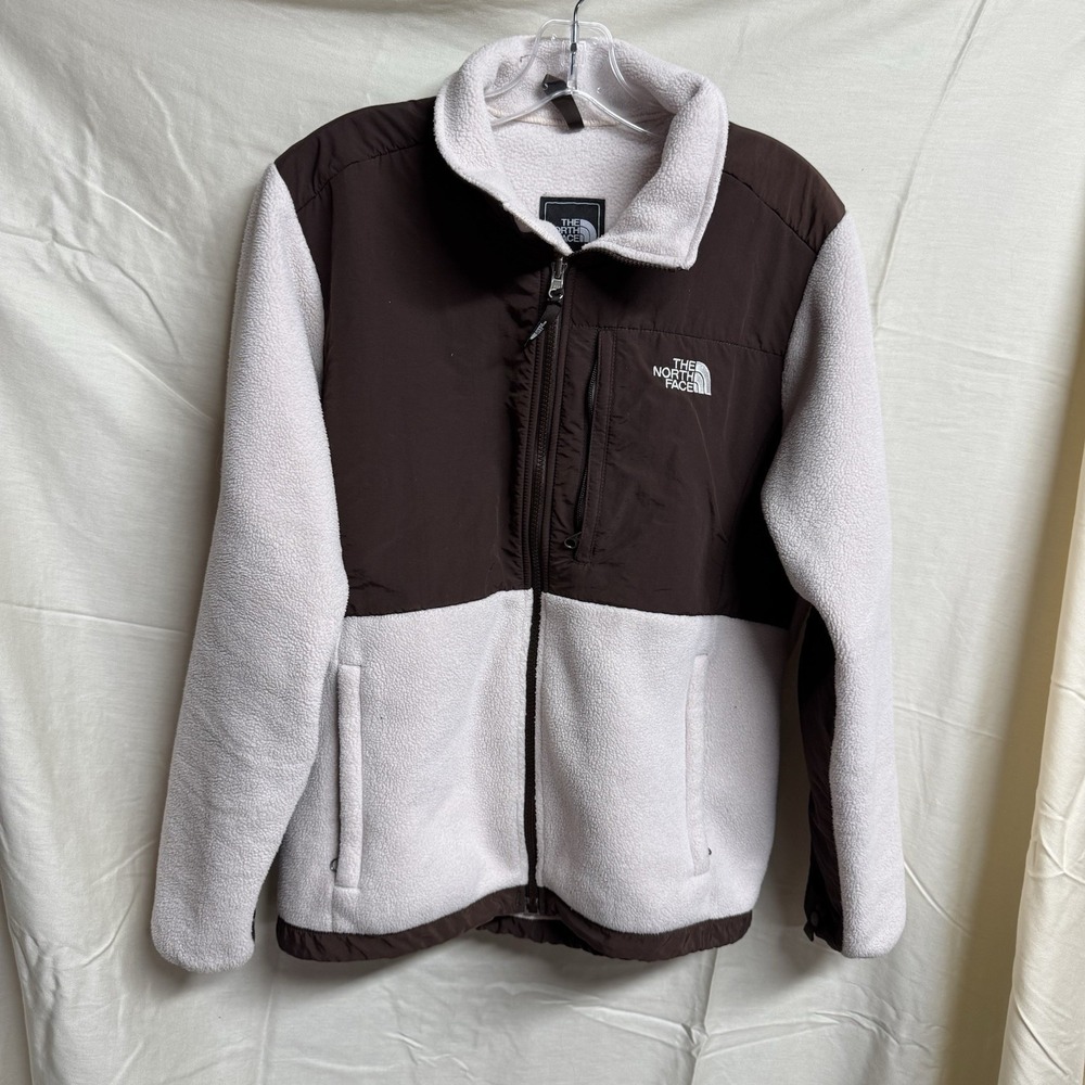 North Face Women Size L Fleece Brown & Pale Pink Dune Denali Jacket